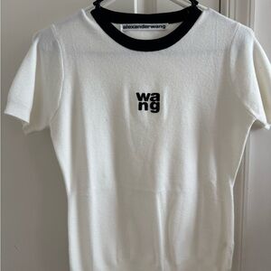 Alexander Wang Cream and Black Logo Tee
